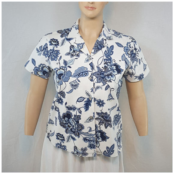 SUSAN GRAVER, Denim Floral Top, size XLarge XL X-L - Picture 5 of 8